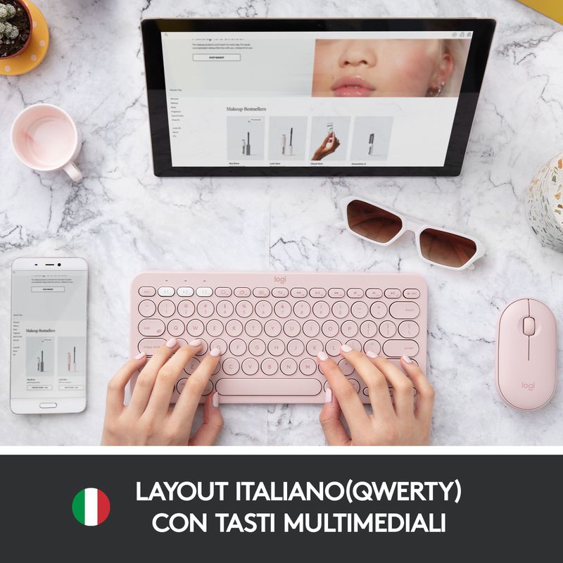 Logitech-K380-Multi-Device-Tastiera-Bluetooth-Wireless-Design-Easy-Switch-Sottile-Portatile-2-Anni-di-Batteria-Funziona-