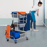 HOMCOM-Carrello-per-Pulizie-Professionale-Multiuso-con-4-Secchi-Rotelle-Borsa-di-Tela-118-×-73-×-103cm