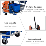 HOMCOM-Carrello-per-Pulizie-Professionale-Multiuso-con-4-Secchi-Rotelle-Borsa-di-Tela-118-×-73-×-103cm