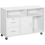 HOMCOM Mobile Porta Stampante con Cassetti, Mobiletto Multiuso per Ufficio e Casa, Bianco, 100x35x65cm