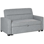 HOMCOM Divano Letto a 1 Piazza in Tessuto, Seduta 2 Posti e Schienale a 3 Reclinazioni, 154x87x89cm - Grigio