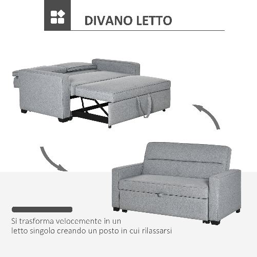 HOMCOM-Divano-Letto-a-1-Piazza-in-Tessuto-Seduta-2-Posti-e-Schienale-a-3-Reclinazioni-154x87x89cm---Grigio