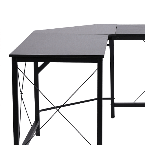 HOMCOM-Scrivania-Spaziosa-Nera-e-Finitura-in-Rovere-Perfetta-Postazione-da-Lavoro-per-Casa-e-Ufficio-a-Forma-di-L-con-Soluzione-Angolare-Finitura-in-Rovere-150x150x76cm-Nera