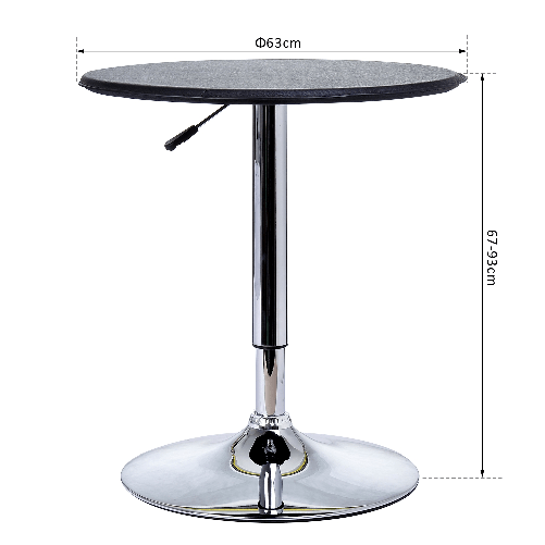 HOMCOM-Tavolino-da-Bar-Cromato-Tavolo-Rotondo-Regolabile-in-Altezza-con-Sistema-Lift-Up-Piano-Rotondo-Girevole-360°-Φ63x67-93cm