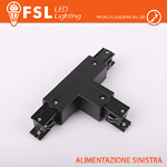 FSL Connettore Forma T sinistra per Binario Trifase - Colore NERO