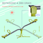 HOMCOM-Altalena-Basculante-Girevole-360°-per-Bambini-3-7-anni-da-Giardino-in-Metallo-Sali-e-Scendi-Carico-Massimo-35kg-180x65x53-cm-Verde