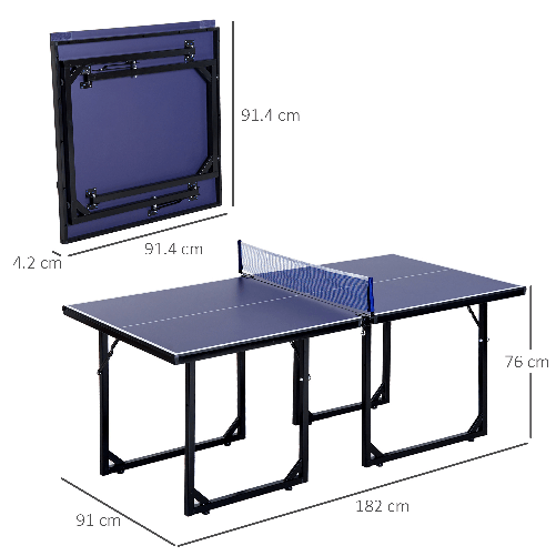 HOMCOM-Tavolo-da-Ping-Pong-Pieghevole-e-Salvaspazio-con-Rete-da-Gioco-per-Interno-in-Acciaio-e-MDF-182x91x76cm-Blu