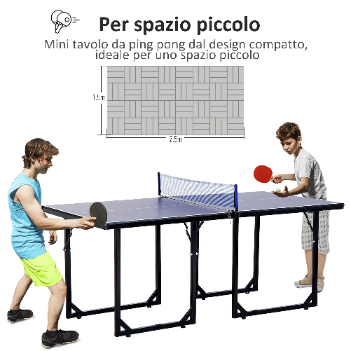 HOMCOM-Tavolo-da-Ping-Pong-Pieghevole-e-Salvaspazio-con-Rete-da-Gioco-per-Interno-in-Acciaio-e-MDF-182x91x76cm-Blu