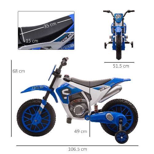 HOMCOM-Moto-da-Cross-Elettrica-per-Bambini-da-3-5-Anni---Blu