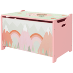 ZONEKIZ Baule Portagiochi per Bambini con Coperchio e Cerniera di Sicurezza in MDF, 60x37x39cm, Rosa