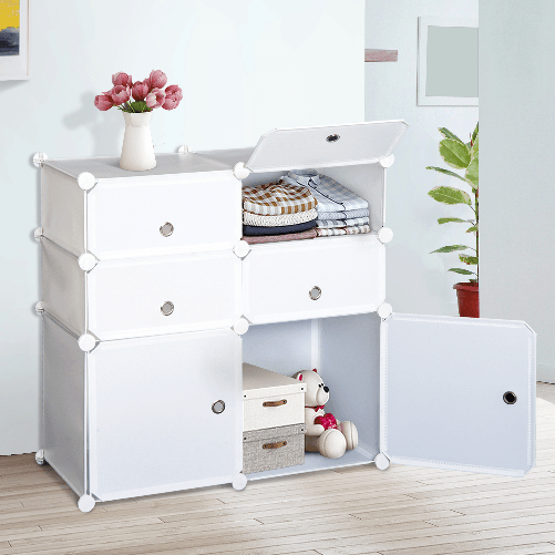 Armadio Scarpiera Modulare HOMCOM 111x47x145 Cm - Salvaspazio, In Plastica PP, Bianco E Nero, Per Ingresso E Soggiorno