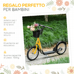 HOMCOM-Monopattino-per-Bambini-con-Ruote-Grandi-2-Freni-e-Manubrio-Regolabile-Cestino-e-Porta-Borraccia---Giallo