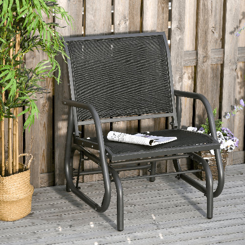 Outsunny-Sedia-a-Dondolo-da-Giardino-in-Metallo-e-Seduta-in-Tessuto-Traspirante-75x66x85cm-Nero-e-Grigio-Scuro