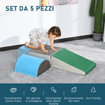 HOMCOM-Set-5-Costruzioni-Morbide-senza-Ftalati-Gioco-per-Bambini-Educativo-Eta-da-1-3-Anni-per-Casa-e-Scuola-Multicolore