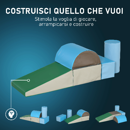 HOMCOM-Set-5-Costruzioni-Morbide-senza-Ftalati-Gioco-per-Bambini-Educativo-Eta-da-1-3-Anni-per-Casa-e-Scuola-Multicolore