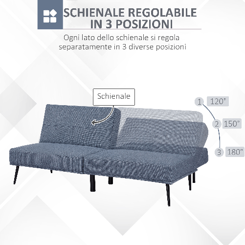 HOMCOM-Divano-Letto-Singolo-con-Schienale-Regolabile-e-Rivestimento-in-Tessuto-Effetto-Lino-Azzurro-e-Nero