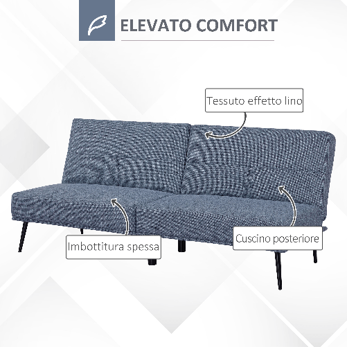 HOMCOM-Divano-Letto-Singolo-con-Schienale-Regolabile-e-Rivestimento-in-Tessuto-Effetto-Lino-Azzurro-e-Nero