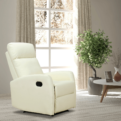 HOMCOM-Poltrona-Relax-Reclinabile-170°-con-Poggiapiedi-Regolabile-Ergonomica-in-Similpelle-65-×-92-×-100cm-Crema