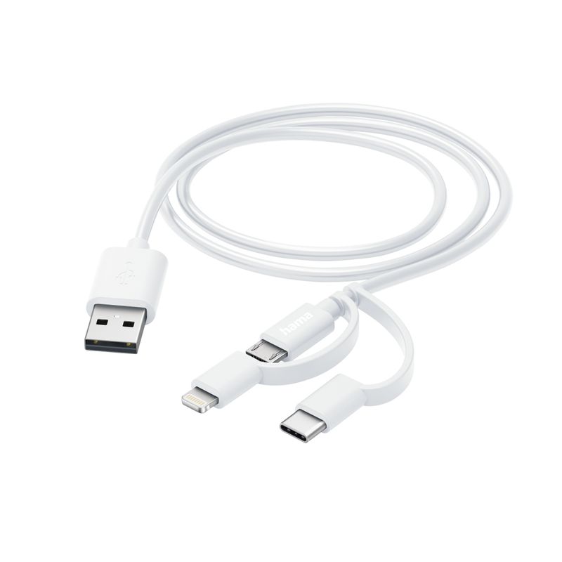 Hama-3-in-1-Multi-Charging-Cable---USB-A-to-USB-C-Micro-USB-Lightning-Quick-Charge-1-Metre-White