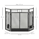 HOMCOM-Parascintille-Camino-Moderno-Parafuoco-Pieghevole-con-2-Porte-in-Metallo---Nero