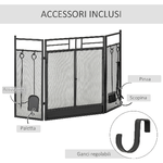 HOMCOM-Parascintille-Camino-Moderno-Parafuoco-Pieghevole-con-2-Porte-in-Metallo---Nero