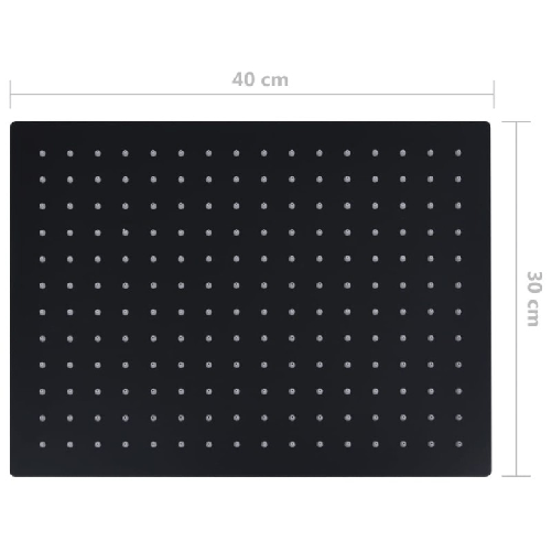 vidaXL-Testa-Doccia-a-Pioggia-Acciaio-Inox-40x30-cm-Rettangolare-Nera