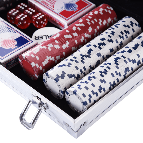 HOMCOM-Valigetta-Poker-Professionale-in-Alluminio-Set-con-300-Fiches-e-2-Mazzi-per-Texas-hold-em-e-Blackjack