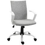 Vinsetto Sedia da Ufficio Ergonomica a Dondolo, Sedia da Studio Girevole, Sedia Scrivania con Altezza Regolabile in Tessuto Grigio, 61x61x89-99cm