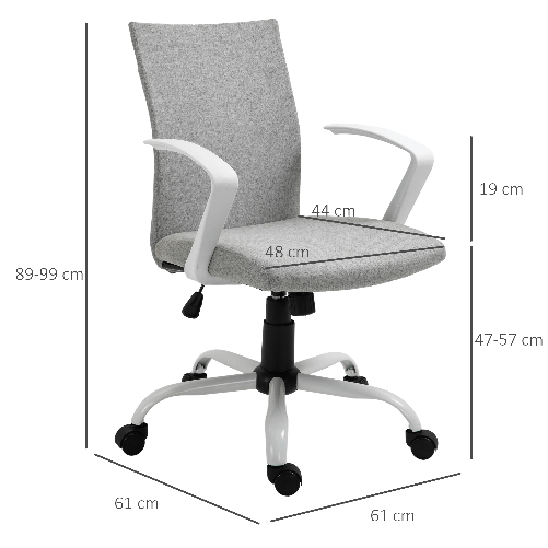 Vinsetto-Sedia-da-Ufficio-Ergonomica-a-Dondolo-Sedia-da-Studio-Girevole-Sedia-Scrivania-con-Altezza-Regolabile-in-Tessuto-Grigio-61x61x89-99cm