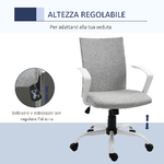 Vinsetto-Sedia-da-Ufficio-Ergonomica-a-Dondolo-Sedia-da-Studio-Girevole-Sedia-Scrivania-con-Altezza-Regolabile-in-Tessuto-Grigio-61x61x89-99cm