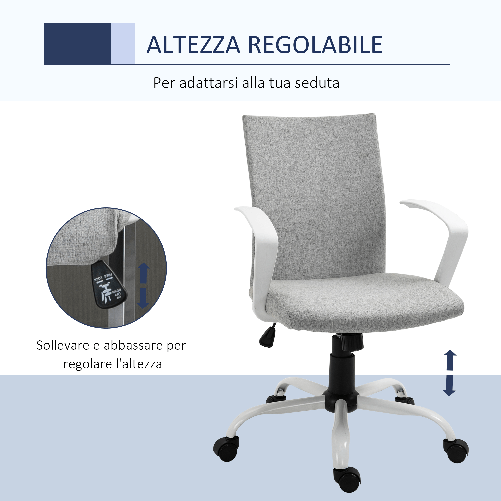 Vinsetto-Sedia-da-Ufficio-Ergonomica-a-Dondolo-Sedia-da-Studio-Girevole-Sedia-Scrivania-con-Altezza-Regolabile-in-Tessuto-Grigio-61x61x89-99cm