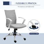 Vinsetto-Sedia-da-Ufficio-Ergonomica-a-Dondolo-Sedia-da-Studio-Girevole-Sedia-Scrivania-con-Altezza-Regolabile-in-Tessuto-Grigio-61x61x89-99cm