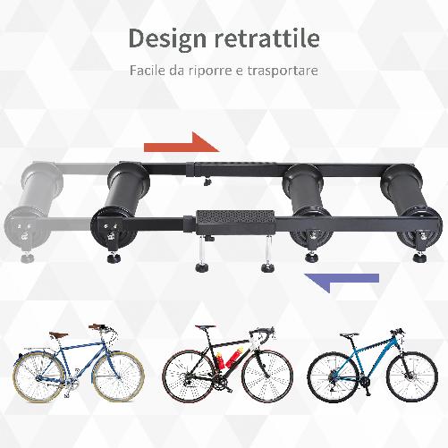 HOMCOM-Rullo-per-Bicicletta-Portatile-Allenamento-Fitness-da-Casa-Supporto-Bici-da-Terra-con-Lunghezza-Regolabile-49-×-16-×-82-137cm