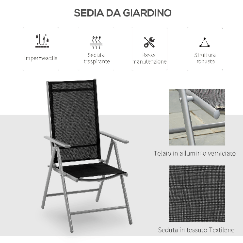 Outsunny-Sedia-da-Giardino-Pieghevole-in-Alluminio-e-Texteline-Schienale-Regolabile-a-7-Livelli-Nero-65x55x85-105cm