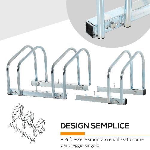 HOMCOM-Rastrelliera-Portabiciclette-Parcheggio-per-3-Biciclette-in-Acciaio-76x33x27-cm-Argento