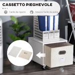 Vinsetto-Cassettiera-Portadocumenti-da-Ufficio-in-Legno-Bianco-con-4-Ruote-e-Cassetto-Estraibile-in-Tessuto