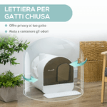 PawHut-Lettiera-per-Gatti-Chiusa-con-Filtri-Paletta-e-Vassoio-Removibile-Struttura-in-PP-43x44x47-cm-Bianca-e-Nera