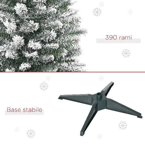 HOMCOM-Albero-di-Natale-Artificiale-Innevato-180cm-con-Rami-390-Base-Rimovibile-Decorazioni-Natalizie