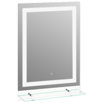 Kleankin Specchio da Bagno con Luci a LED Interruttore Touch e Mensola in Vetro 70x50cm