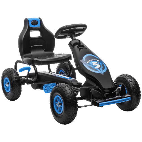 HOMCOM-Go-Kart-a-Pedali-per-Bambini-da-5-12-Anni-con-Sedile-Regolabile-e-Ruote-in-Gonfiabili-Blu