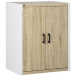 HOMCOM Mobiletto Multiuso 2 Ante con Mensola Regolabile in MDF, 62x40x77cm, Bianco e Legno