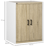 HOMCOM-Mobiletto-Multiuso-2-Ante-con-Mensola-Regolabile-in-MDF-62x40x77cm-Bianco-e-Legno