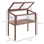 Outsunny-Mini-Serra-da-Giardino-Rialzata-in-Legno-e-Policarbonato-con-Tetto-Apribile-90x50x93cm