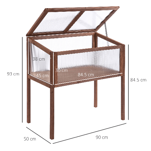 Outsunny-Mini-Serra-da-Giardino-Rialzata-in-Legno-e-Policarbonato-con-Tetto-Apribile-90x50x93cm