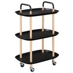 HOMCOM Carrello da Cucina in Metallo e Plastica, Portavivande con 3 Ripiani e 4 Ruote, Carrello Multiuso per Bagno Salotto Ufficio, Nero