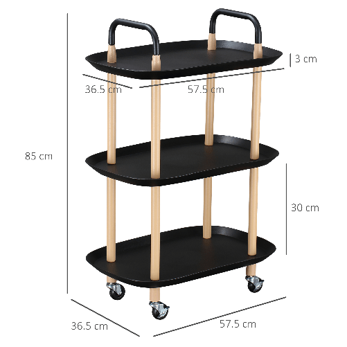 HOMCOM-Carrello-da-Cucina-in-Metallo-e-Plastica-Portavivande-con-3-Ripiani-e-4-Ruote-Carrello-Multiuso-per-Bagno-Salotto-Ufficio-Nero