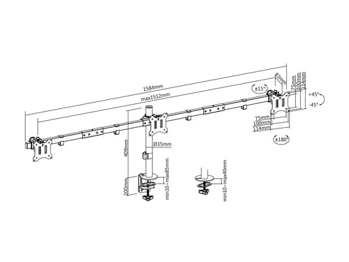 Equip-650158-17-32-Articulating-Triple-Monitor-Desk-Mount-Bracket-2Years-warranty