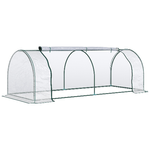 Outsunny Oustunny Serra da Giardino con Porte Anteriori a Cerniera, in Acciaio e PVC, 250x100x80 cm