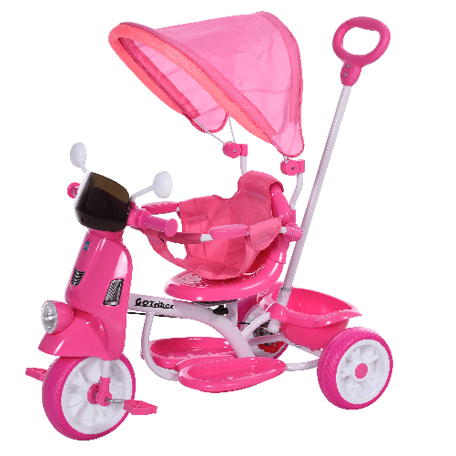 HOMCOM-Triciclo-a-Forma-di-Moto-per-Bambini-18-72-Mesi--25kg--con-Tettuccio-e-Maniglione-Rosa
