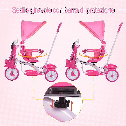 HOMCOM-Triciclo-a-Forma-di-Moto-per-Bambini-18-72-Mesi--25kg--con-Tettuccio-e-Maniglione-Rosa